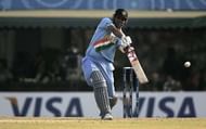 MOHALI, INDIA - OCTOBER 29: Dinesh Mongia of India hits out at the bowling of Nathan Bracken of Australia, during the ICC Champions Trophy match between Austalia and India at The Punjab Cricket Association Stadium on October 29, 2006, in Mohali, India. (Photo by Julian Herbert/Getty Images)